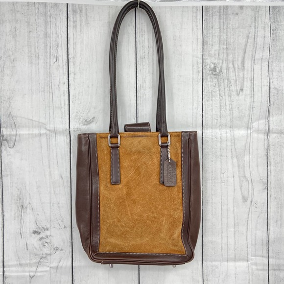 Coach Brown and Tan Leather Tote - Picture 3 of 13